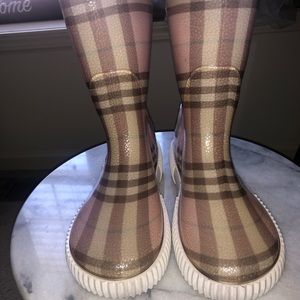 Pink Burberry Rain Boots Girls Size 33